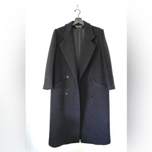 Harve Bernard by Bernard Holtzman Grey Wool Double Breasted Trench Coat Women L